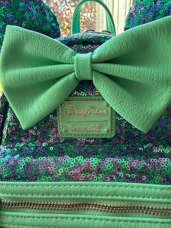NWT  Loungefly Disney Parks Minnie Mouse Teal and Purple Sequin Mini Backpack